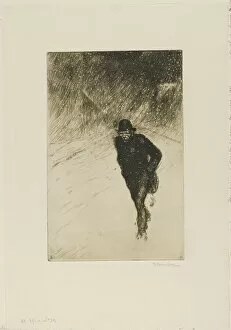 Adversity Gallery: Vagabond in the Snow, 1902. Creator: Theophile Alexandre Steinlen