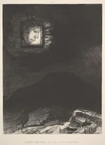 The vague glimmer of a head suspended in space, 1891. Creator: Odilon Redon The vague glimmer of a head suspended in space, 1891. Creator: Odilon Redon
