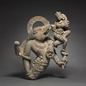Sandstone Prints: Vahara, Boar Incarnation of Vishnu, 700-800s. Creator: Unknown