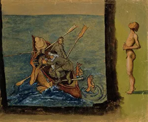 Vainamoinen and Iku-Turso, 1890-1897. Creator: Hugo Simberg