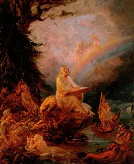 Robert Wilhelm Ekman Prints: Väinämöinen Playing the Kantele, study. Creator: Robert Wilhelm Ekman