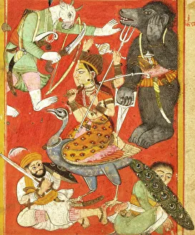 Asura Prints: Vaishnavi and Varahi Fighting Asuras(Recto)