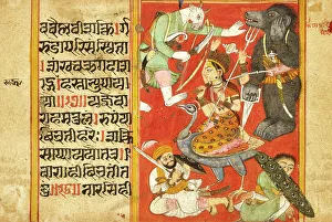 Asura Prints: Vaishnavi and Varahi Fighting Asuras(Recto)
