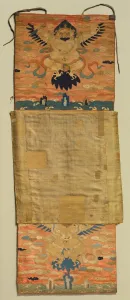 Vajrapani Embroidered Mount with Garuda, painting 1600s, embroidery c. 1300. Creator