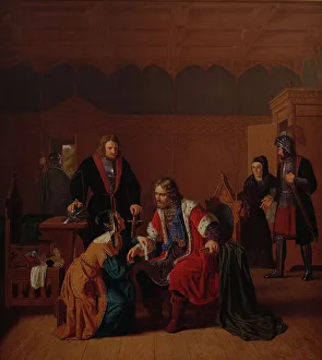 Valdemar the Great is linked in Absalon's mother's house, where he has sought refuge... 1821-1840. Creator: Peter Raadsig