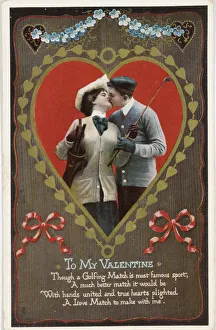 Golf Bag Prints: Valentine card with golfing theme, Germany, 1912