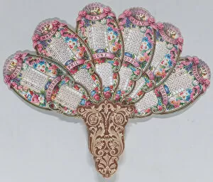 Chromolithography Gallery: Valentine - Mechanical - elaborate fan dated 1875, 1875. 1875. Creator: Anon