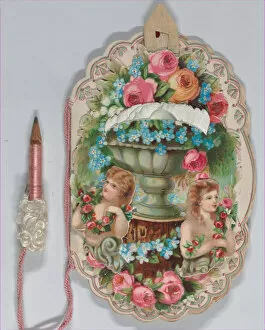 String Gallery: Valentine - Mechanical - elaborate Valentine, Dance Card, Baby, 1883. 1883. Creator: Anon