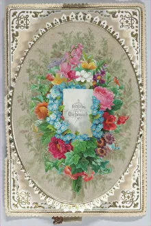 Oval Shaped Gallery: Valentine - Mechanical, pull tab bouquet, ca. 1875. ca. 1875. Creator: Anon