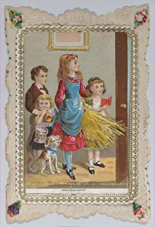 Gilding Collection: Valentine - Mechanical - pull down tassel reveals scene, ca. 1875. ca. 1875. Creator: Anon