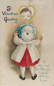 Heart Gallery: Valentine - movable wheel postcard, 1913. Creator: Ellen Hattie Clapsaddle