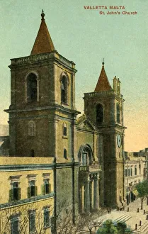Girolamo Prints: Valetta Malta - St. Johns Church, c1918-c1939. Creator: Unknown