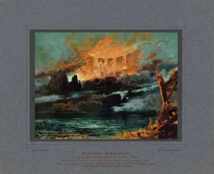 Scenic Design Prints: Valhalla on fire. Stage design for the opera Twilight of the Gods by Richard Wagner, 1896