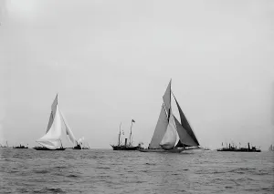 Yacht Race Prints: Valkyrie II and Vigilant, the start, 1893 Oct 5. Creator: Johns Johnston