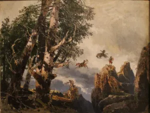 Walkure Prints: The Valkyries rock. Set design for Act III of opera Die Walkure by Richard Wagner