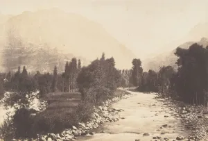 Pyrenees Prints: Vallee de Lur prise du chemin de Sasie a St-Sauveur, 1850