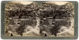 The valley of Kedron and the village of Siloam, outside the wall of Jerusalem, Palestine, 1896. Artist: Underwood & Underwood