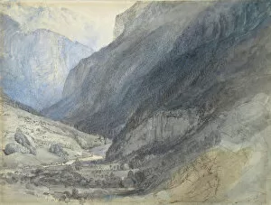 Valley Collection: The Valley of Lauterbrunnen, Switzerland, ca. 1866. Creator: John Ruskin