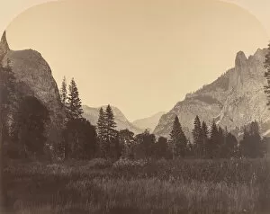 Carleton Emmons Collection: Up the Valley, North Dome in Center, Sentinel on Left, 1861