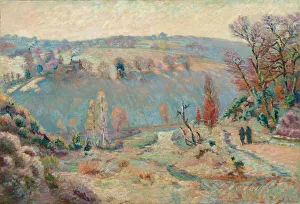 Oil On Fabric Prints: Valley of the Sedelle at Pont Charraud: White Frost