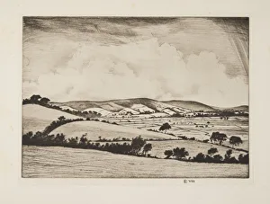 A Valley in the South Downs, pub. 1925. Creator: Christopher Richard Wynne Nevinson