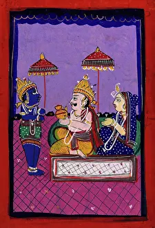 Vamana avatar: Vaman before King Bali and consort. Creator: Unknown