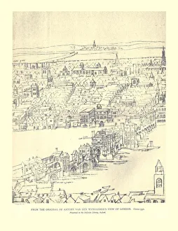 Bodleian Library Prints: Van Den Wyngaerdes View of London, c1550, (1886). Artist: Anthonis van den Wyngaerde