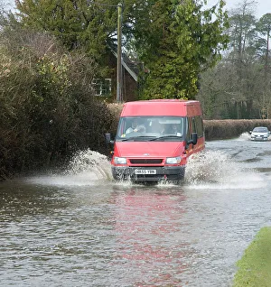Flooding Prints: Van driving through Floods at Beauleu 2008