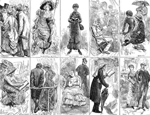 Umbrellas Prints: Varieties of the Tourist Species, 1883. Creator: Unknown
