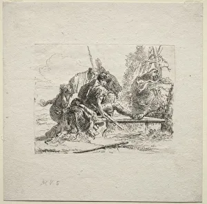 Various Caprices: The Two Soldiers and the Two Women, 1785. Creator: Giovanni Battista Tiepolo