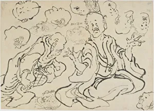 Faces Prints: Various Faces, Edo period, ca. 1830. Creator: Hokusai