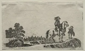 Various Figures and Landscapes: A Lost Horseman Enquiring the Way, 1649