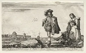 Stefano Della Bella Italian Prints: Various Figures and Landscapes: Title Page - Three Figures