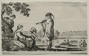 Various Figures and Landscapes: A Violin Player, 1649. Creator: Stefano Della Bella (Italian