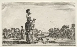 Stefano Della Bella Italian Prints: Various Figures and Landscapes: Women Watching Bathers along a River, 1649. Creator