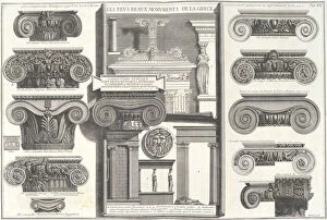 Latin Collection: Various Roman Ionic capitals compared with Greek examples... mid-18th century