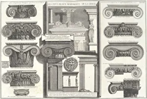 Churches Prints: Various Roman Ionic capitals compared with Greek examples... mid-18th century