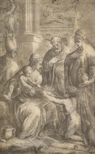 Andrea Schiavone Prints: Various Saints Witnessing John the Baptists Homage to the Infant Christ