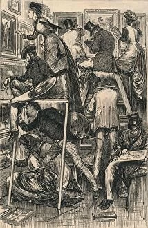London Charivari Gallery: Varnishing Day at the Royal Academy, 1877. Artist: George Du Maurier