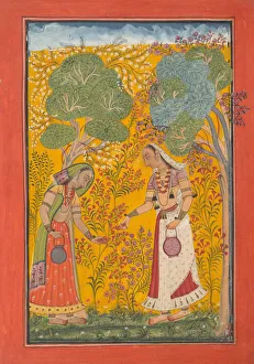 Sari Prints: Vasanti Ragini, Page from a Ragamala Series (Garland of Musical Modes), ca. 1710