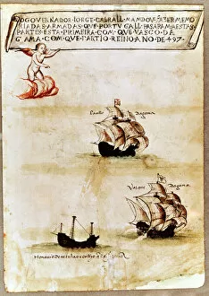 Vasco da Gamas fleet at sea, 1497