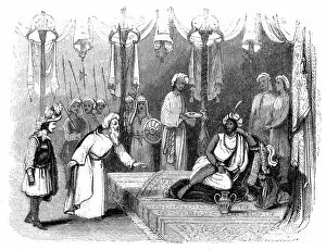 Vasco da Gamas introduction to the Zamorin, India, 1498, (1847). Artist: Robinson