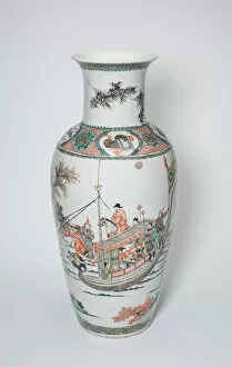 Vase with Bamboo, Auspicious Symbols, and Military and Civilian Figures