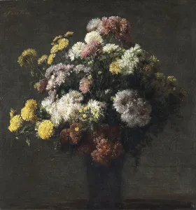 Flower Pot Prints: Vase with Chrysanthemums, unknown date. Creator: Henri Fantin-Latour