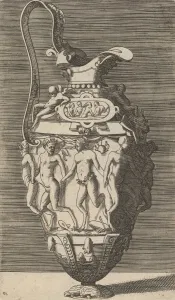 Penis Prints: Vase with Dancing Women and Satyrs, 17th century (late). Creator: Rene Boyvin