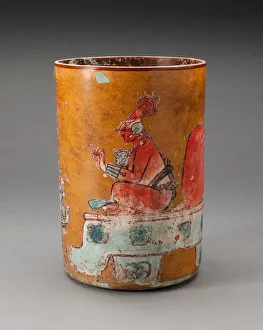 Maya Prints: Vase Depicting a Courtly Scene, A. D. 600 / 800. Creator: Unknown