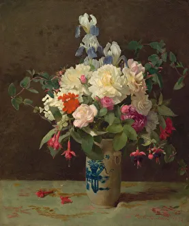 Roses Prints: Vase of Flowers, 1875. Creator: George Cochran Lambdin
