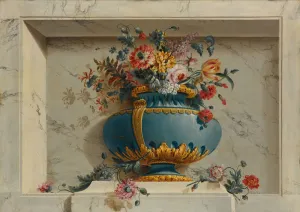 Turquoise Prints: Vase of Flowers in a Niche. Creator: Michel Bruno Bellenge