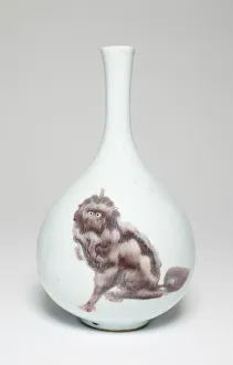 Kangxi Period Prints: Vase with Three Furry Creatures, Qing dynasty (1644-1911), Kangxi period (1662-1722)