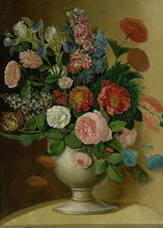 Freesia Prints: Vase with Garden Flowers, 1840 - 1853. Creator: Ignac Klimkovics